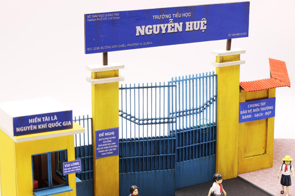 Miniature Vietnamese School Gate DIY Kit: Collectible Diorama
