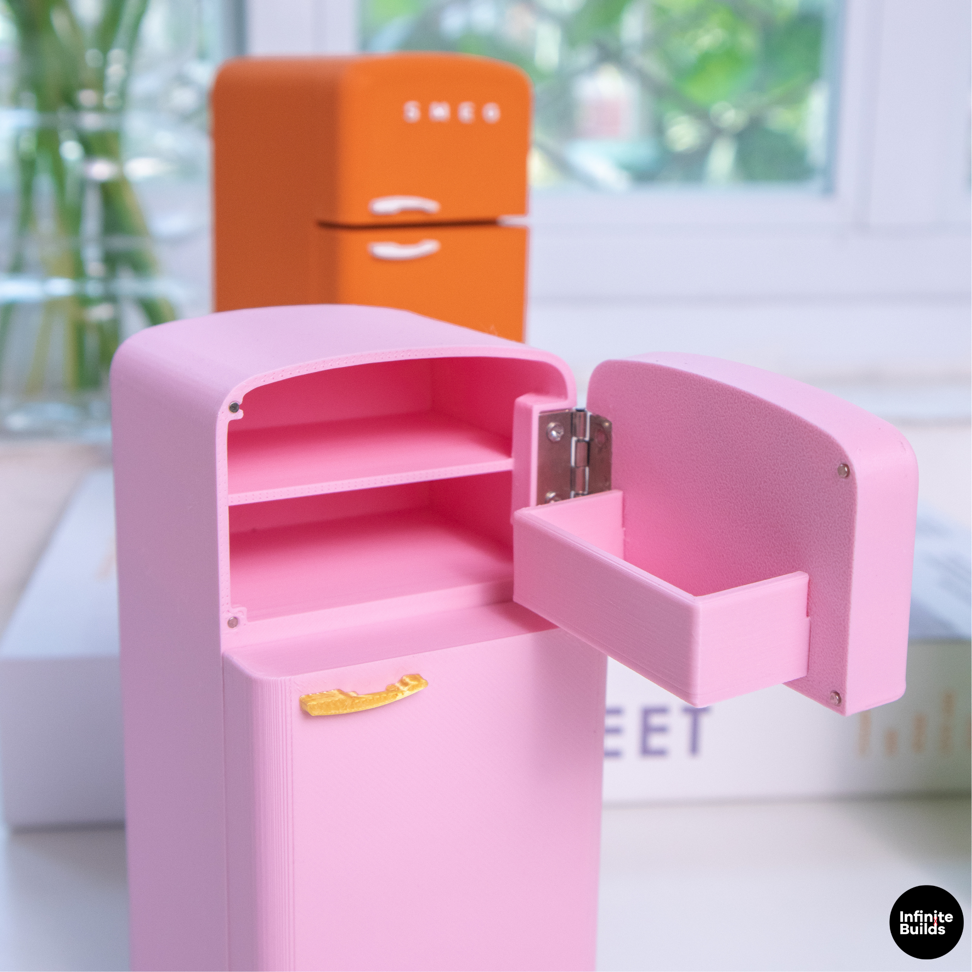 Mini Retro Fridge 1950 | Scale 1:12 | 3D Printed PLA | Dollhouse Decor | Sonny Angel Display Fridge | Cute Mini Furniture