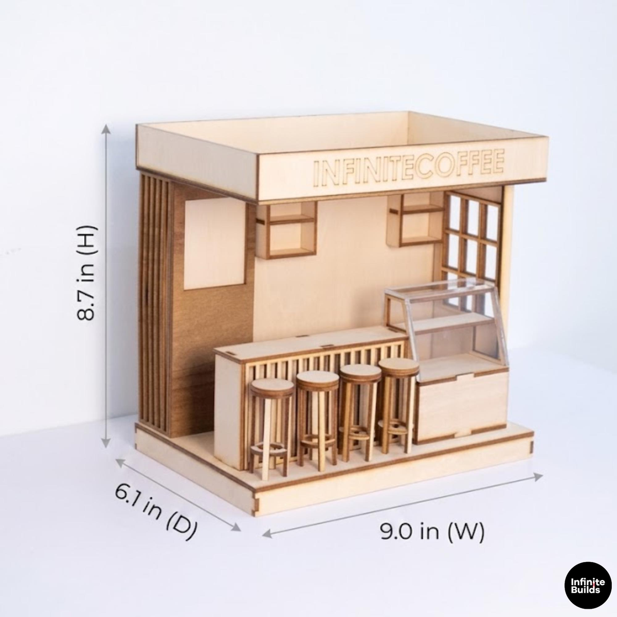 Infinite Coffee Laser Cut Wooden Miniature Kit 1:24