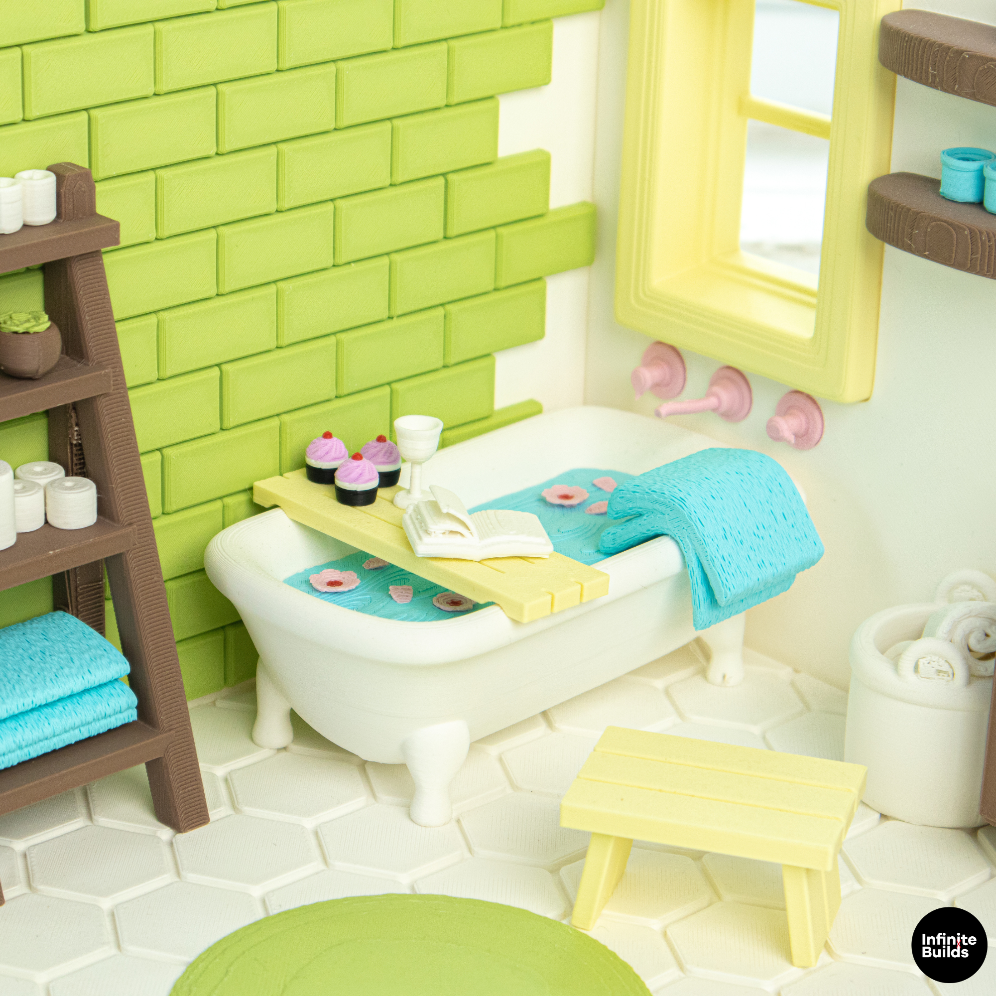 Smiski Bathroom DIY Miniature Kit 1:12 | Dollhouse Bathroom Scene | Mini Room Box Decor | Tiny Bathroom Display | Gift for Collectors