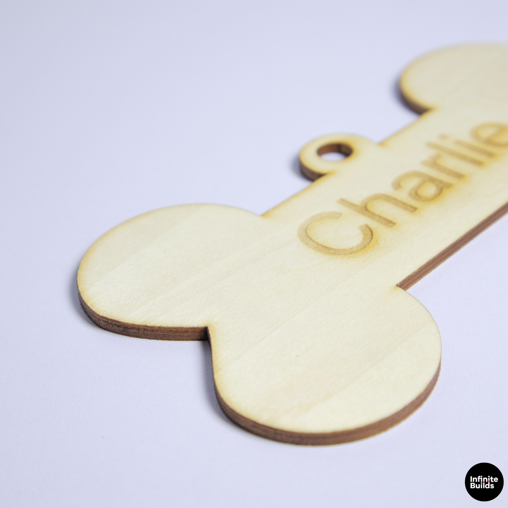 Personalized Wooden Dog Bone Tag
