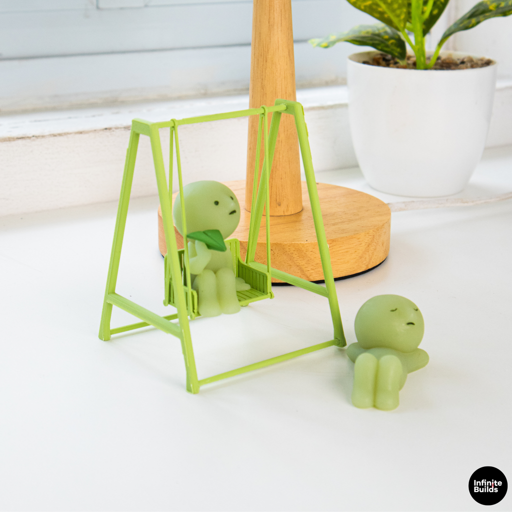 Smiski Swing Chair | Mini Dollhouse Swing | Tiny Garden Bench | Miniature Outdoor Furniture | Cute Display Decor