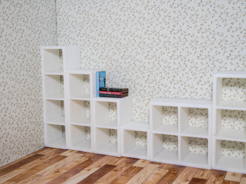 Miniature Ikea Kallax Shelves | 1:12 Scale | Dollhouse Shelves | Mini Living Room | Mini Furniture | Roombox Furniture | Miniature Storage