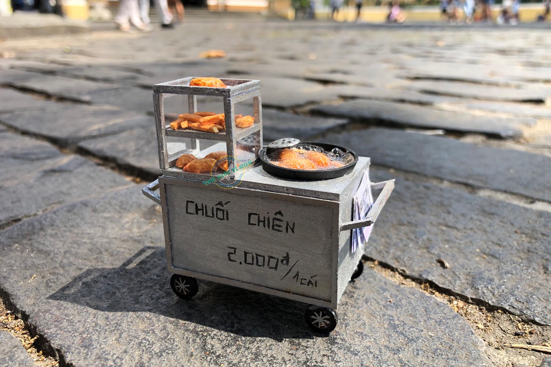 Miniature Vietnamese Fried Banana Cart DIY Kit: MDF Craft Project
