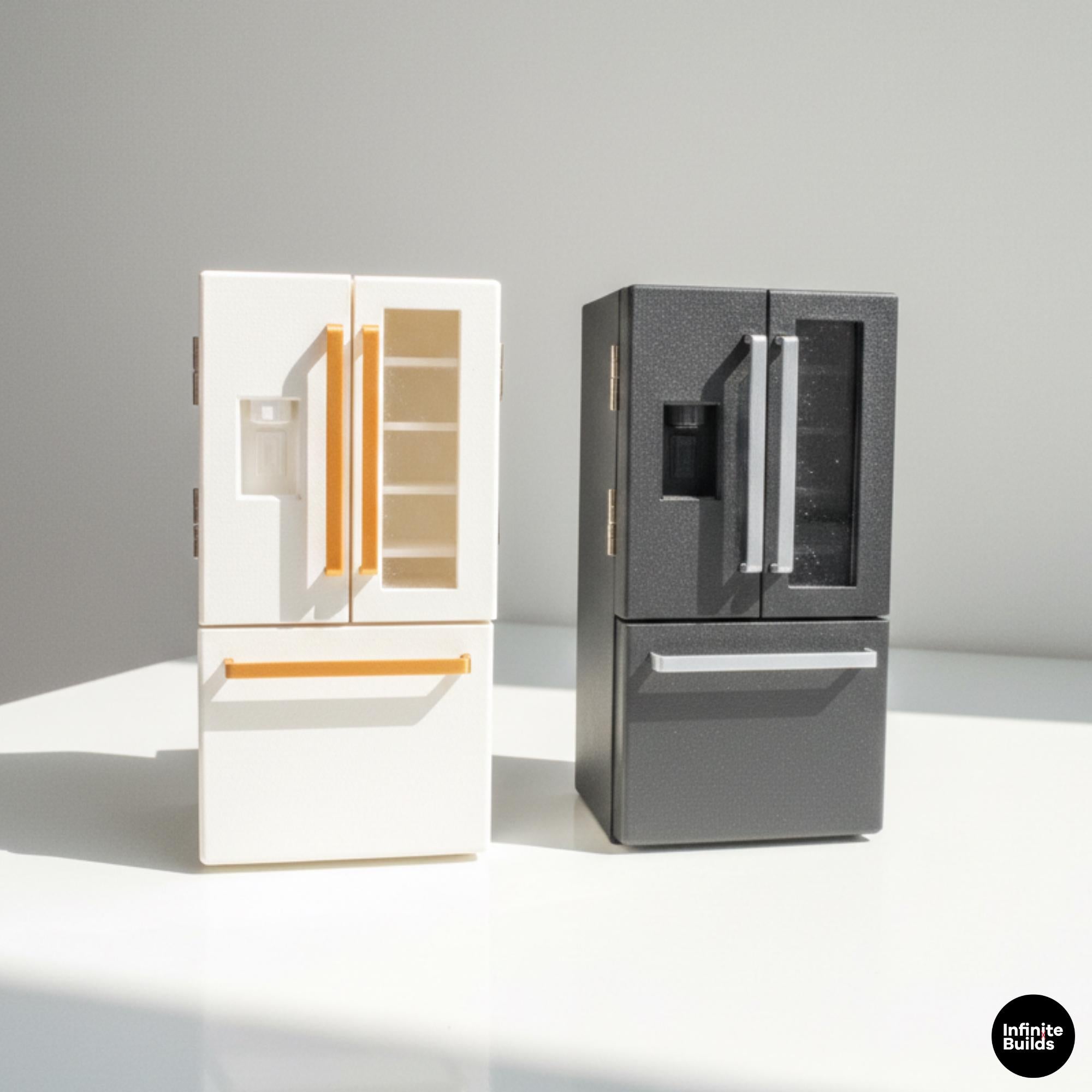 Double Door Mini Fridge 1:12 | 3D Printed Dollhouse Refrigerator | Mini Kitchen Decor | Modern Mini Furniture | Gift for Collectors