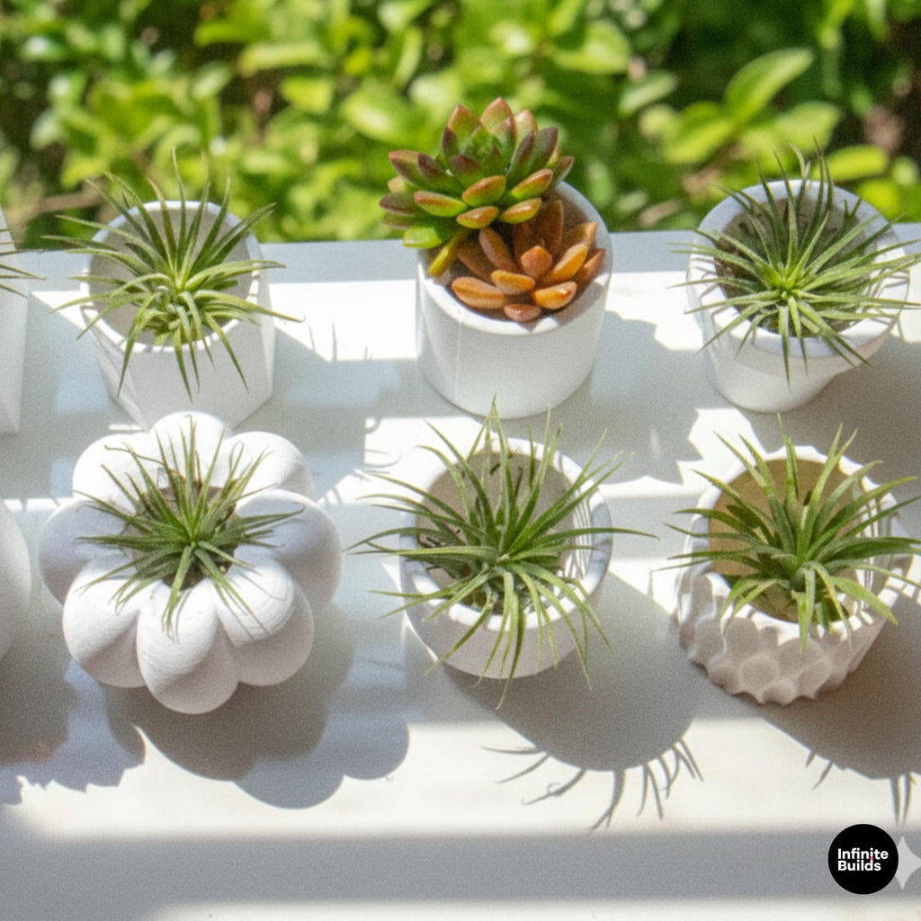 3D Printed Round Cup Plant Pot | Minimalist White Planter 2.4 Inches | Small Desk Pot for Air Plant & Succulent
