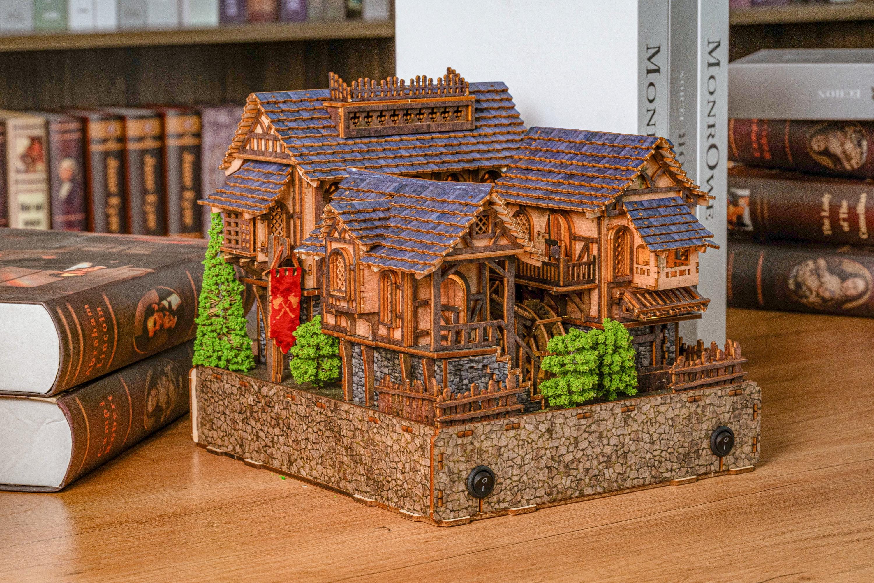 Heartbrook Village DIY Book Nook: Miniature Wooden House Diorama with LED