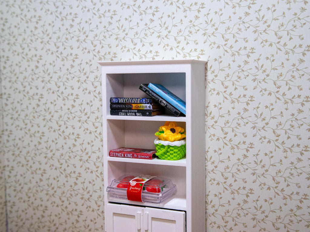 Miniature Classic Tall Bookshelf Set - 1:12 Scale Dollhouse Furniture