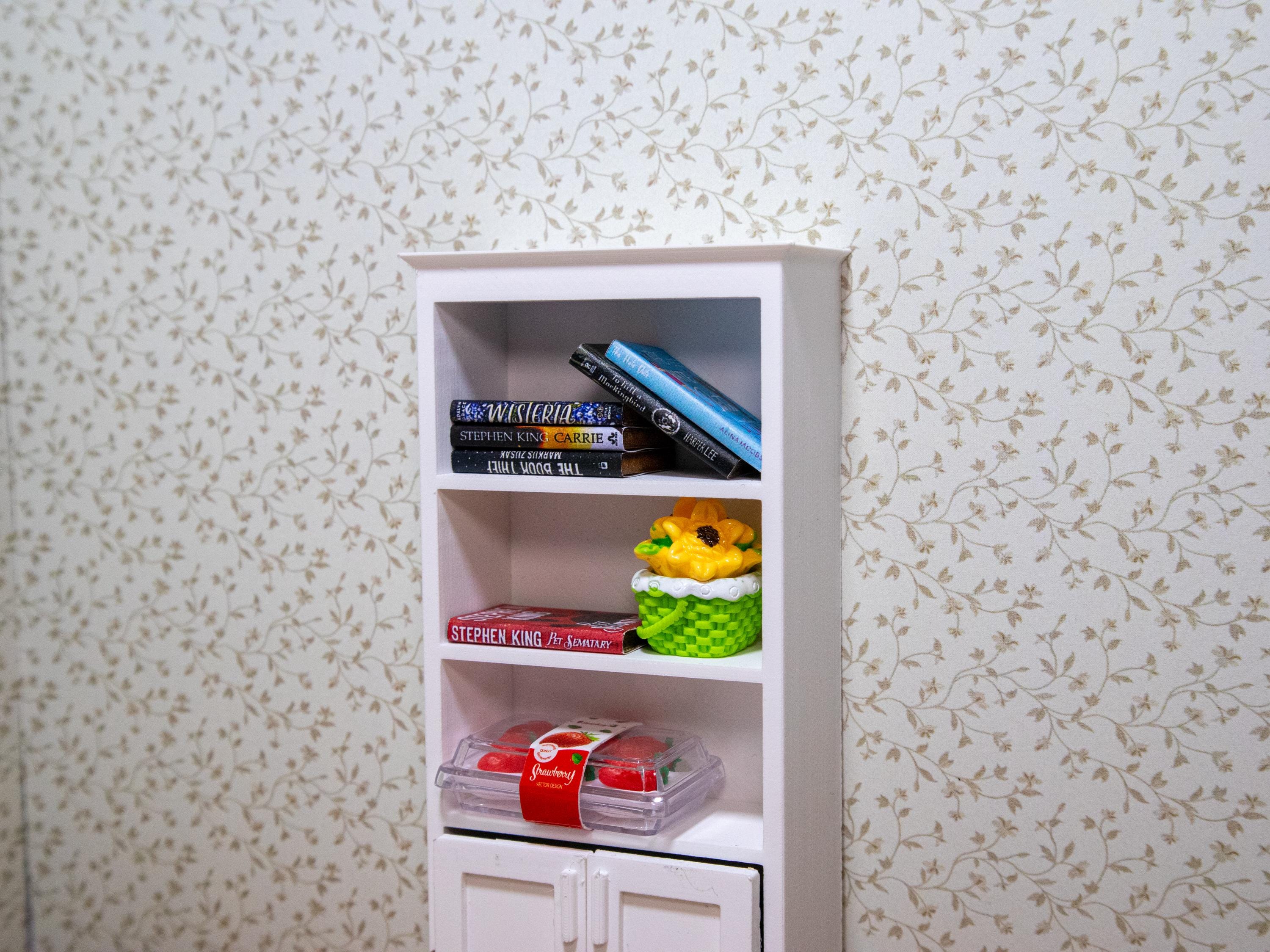 Miniature Classic Tall Bookshelf Set - 1:12 Scale Dollhouse Furniture