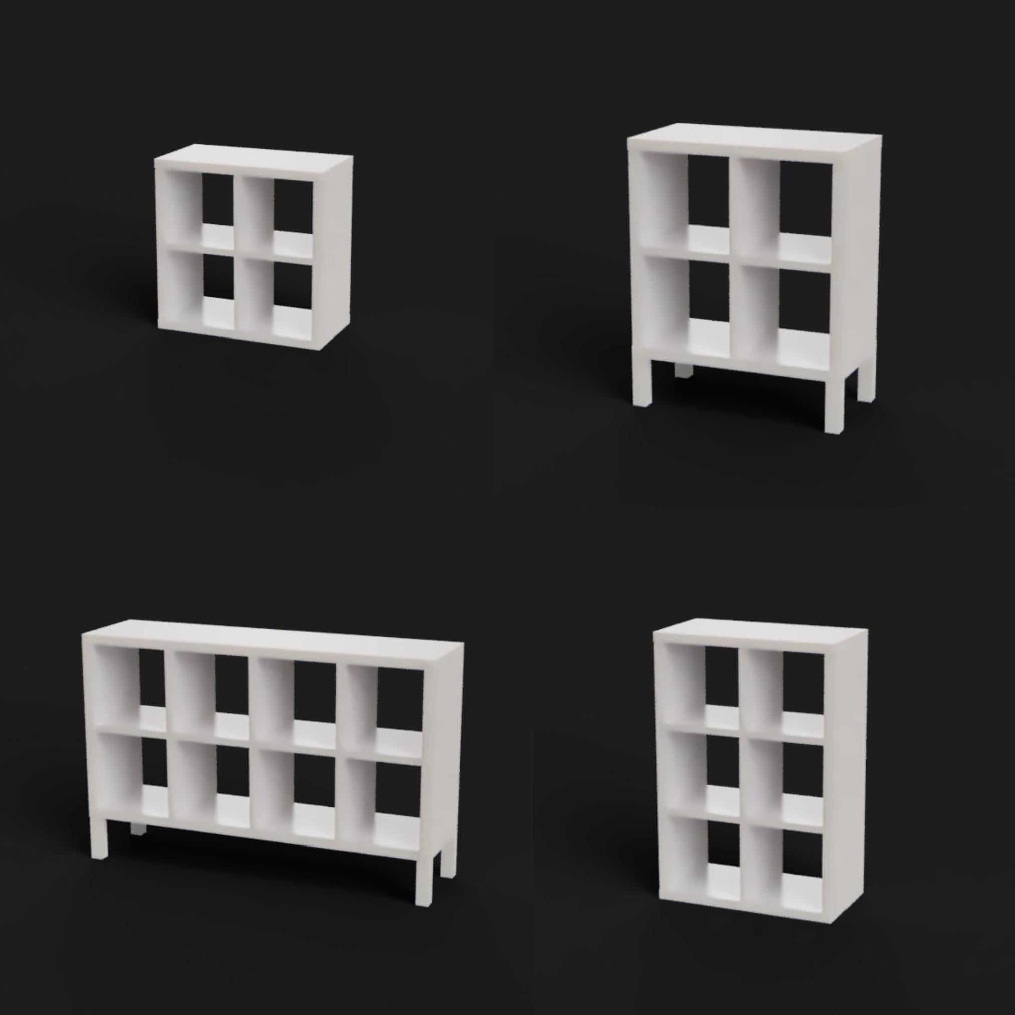Miniature Ikea Kallax Shelves | 1:12 Scale | Dollhouse Shelves | Mini Living Room | Mini Furniture | Roombox Furniture | Miniature Storage