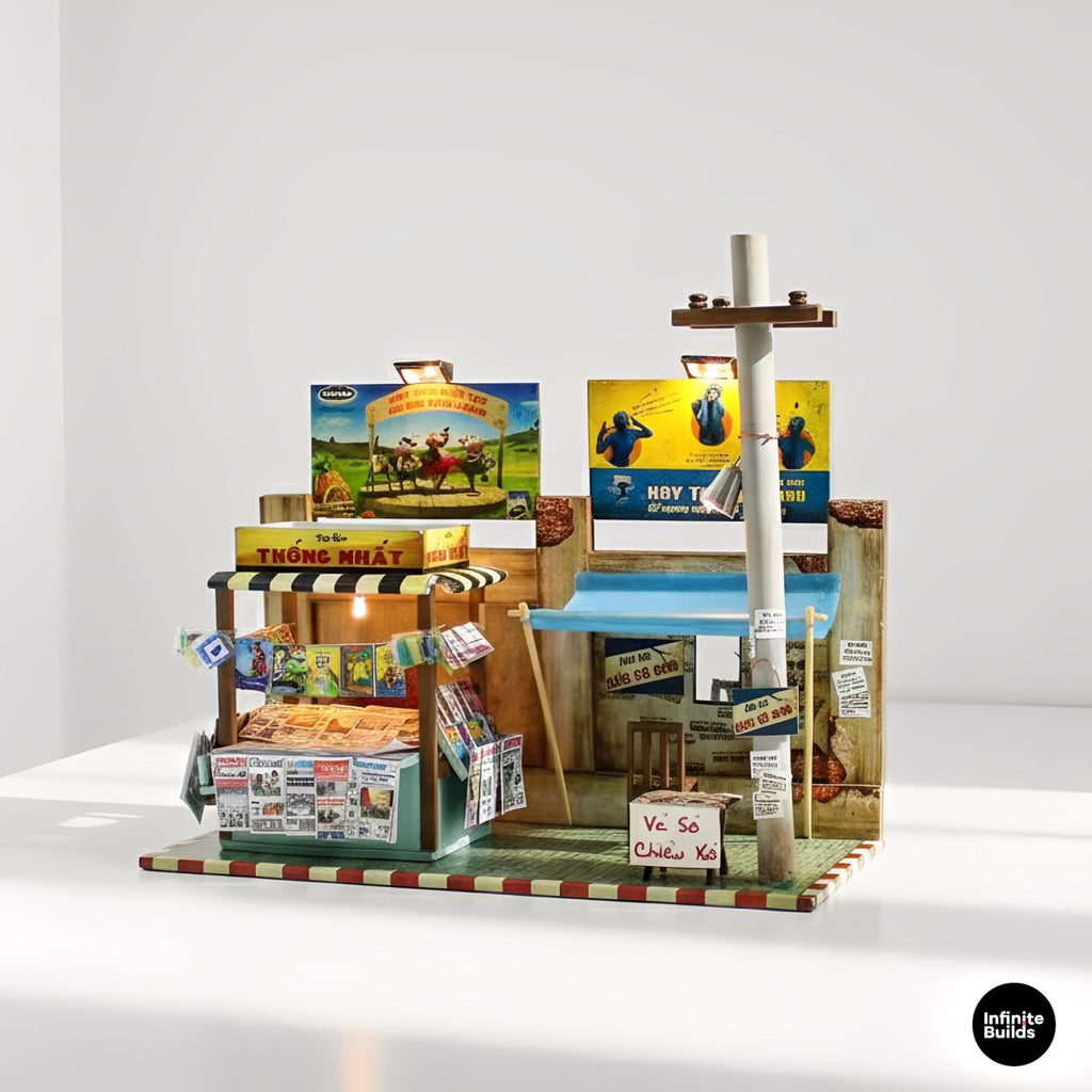Vietnam Vintage Newspaper Stand DIY Miniature Kit | Sạp báo Sài Gòn