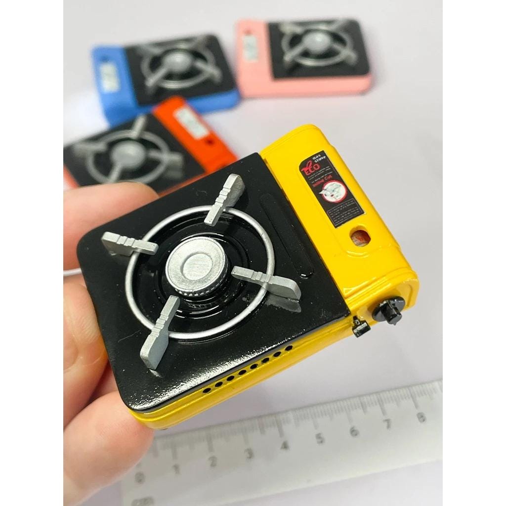 Miniature Portable Stove with Removable Fuel Can | 1:6 Scale Camping Stove | Handpainted ABS Plastic | Mini Outdoor Kitchen Accessory