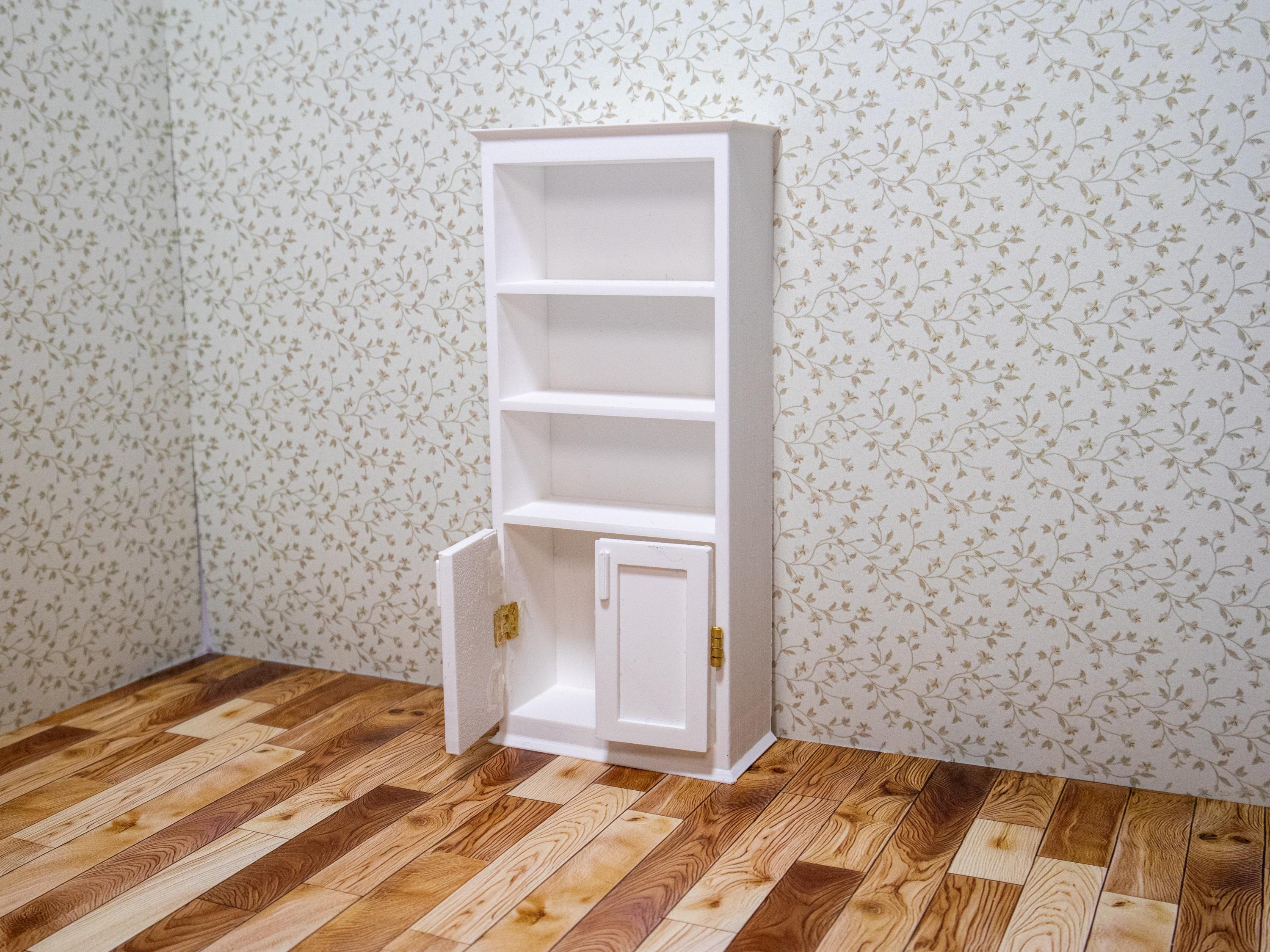 Miniature Classic Tall Bookshelf Set - 1:12 Scale Dollhouse Furniture