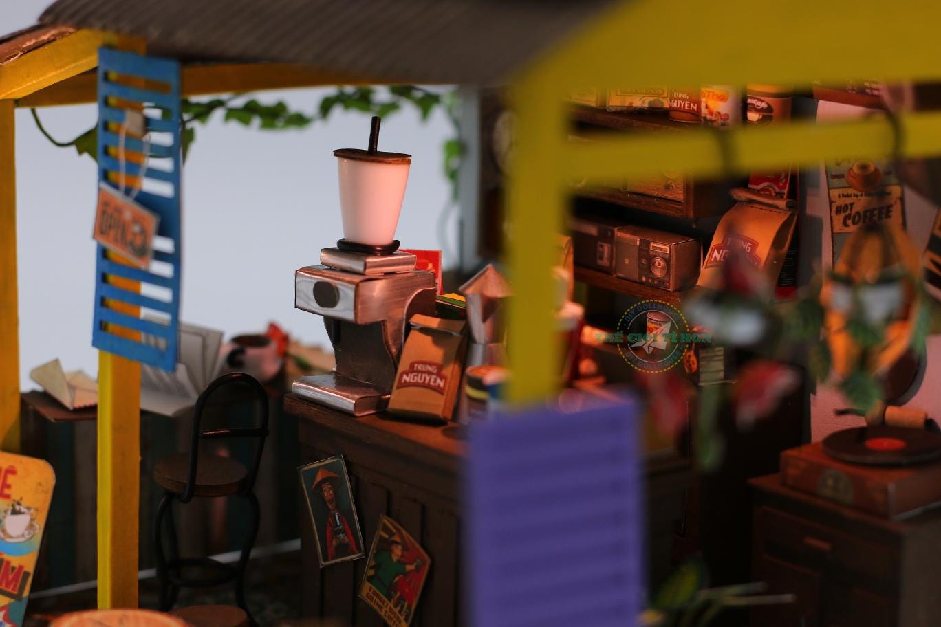 Miniature Vietnam Coffee Shop DIY Kit: Vintage Cultural Decor