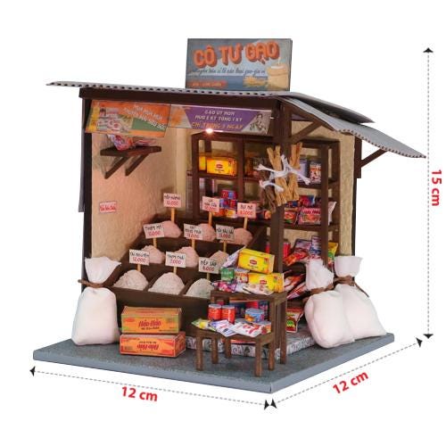 Vintage Rice Shop Miniature DIY Kit - Beginner Friendly Diorama