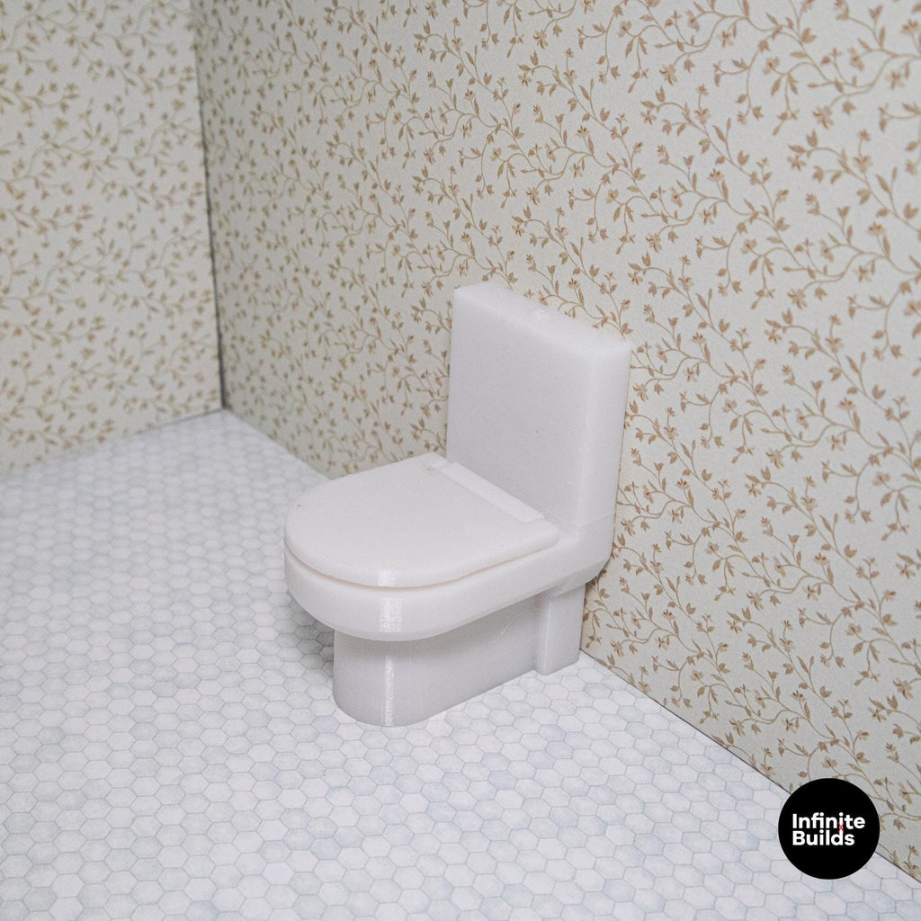 Miniature Modern Dollhouse Toilet - 1:12 Scale - Set of 2