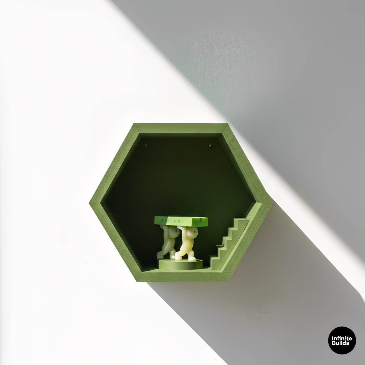 Hexagon Wall Shelf for Smiski & Sonny Angel | Modular Mini Figure Display with Stair or Table | Minimalist Wall Decor