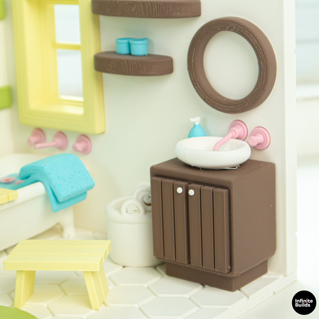 Smiski Bathroom DIY Miniature Kit 1:12 | Dollhouse Bathroom Scene | Mini Room Box Decor | Tiny Bathroom Display | Gift for Collectors