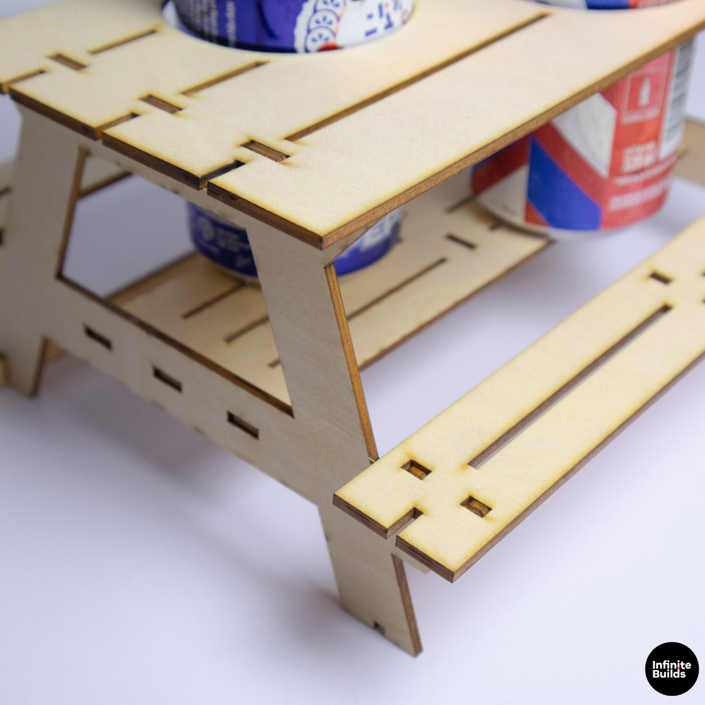 Wooden Picnic Table Drink Holder