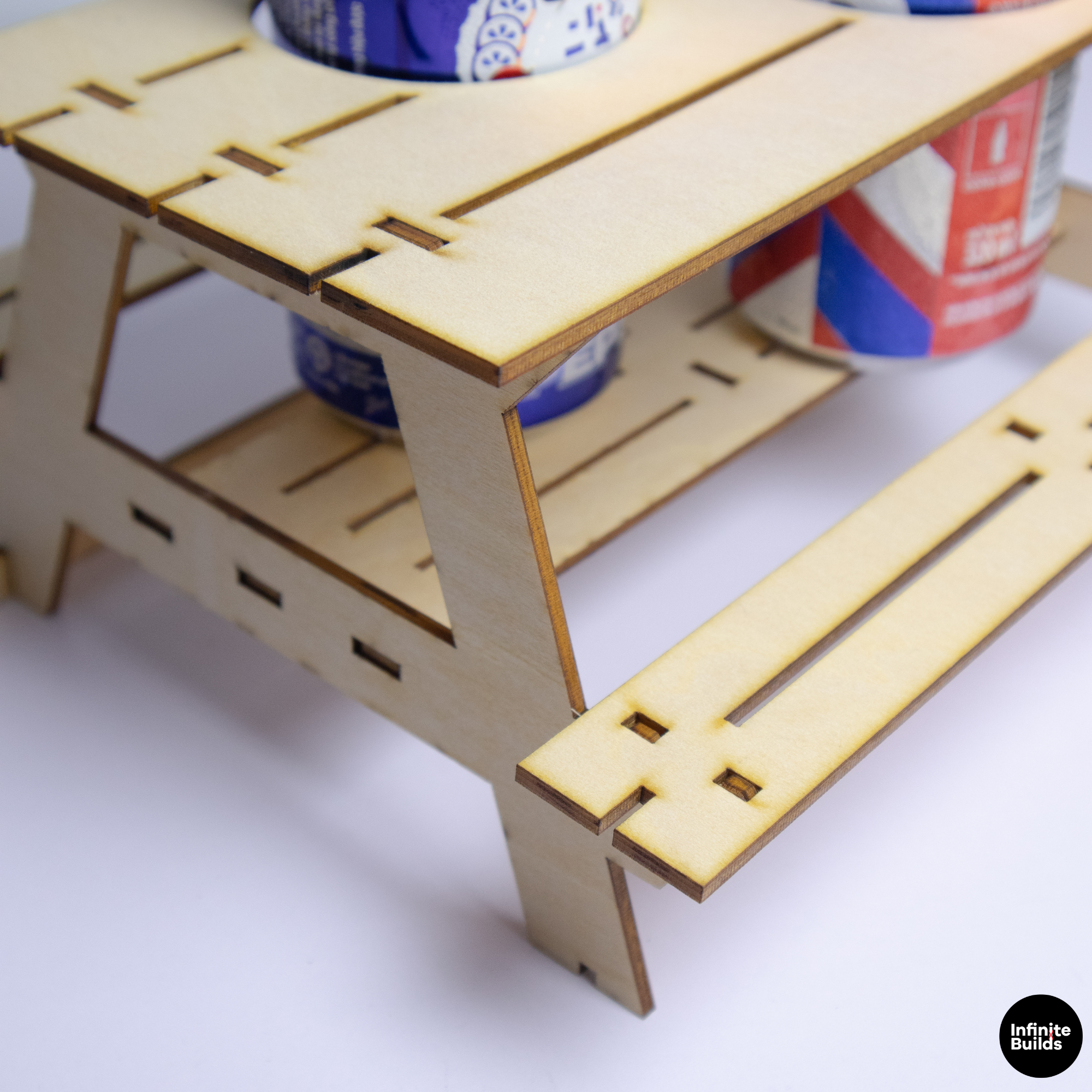 Wooden Picnic Table Drink Holder