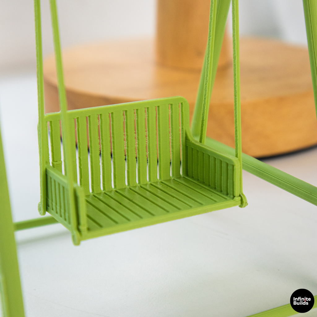 Smiski Swing Chair | Mini Dollhouse Swing | Tiny Garden Bench | Miniature Outdoor Furniture | Cute Display Decor