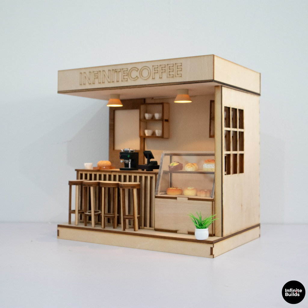 Infinite Coffee Laser Cut Wooden Miniature Kit 1:24