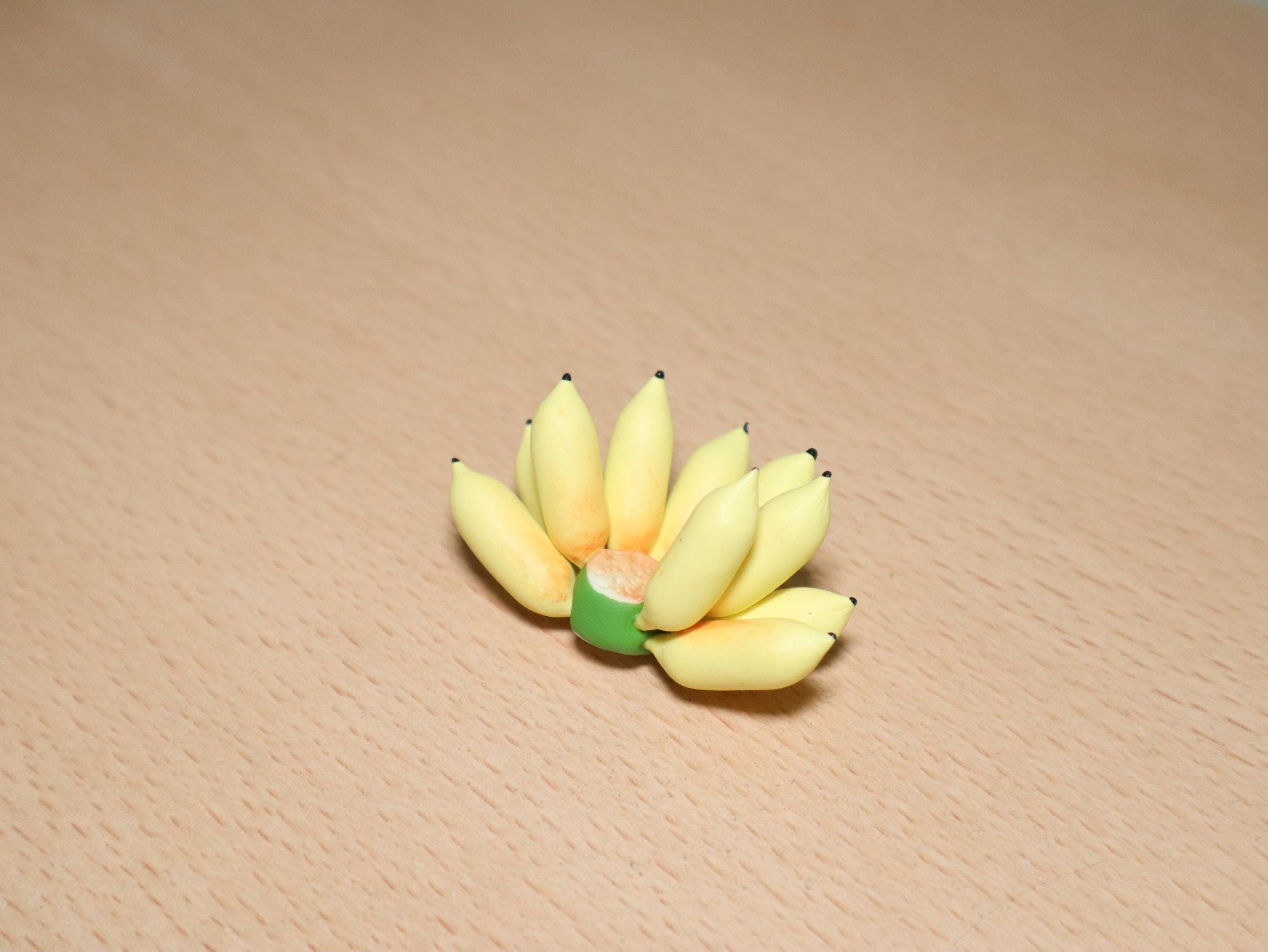 Handmade Miniature Banana Bunch: Polymer Clay Mini Food