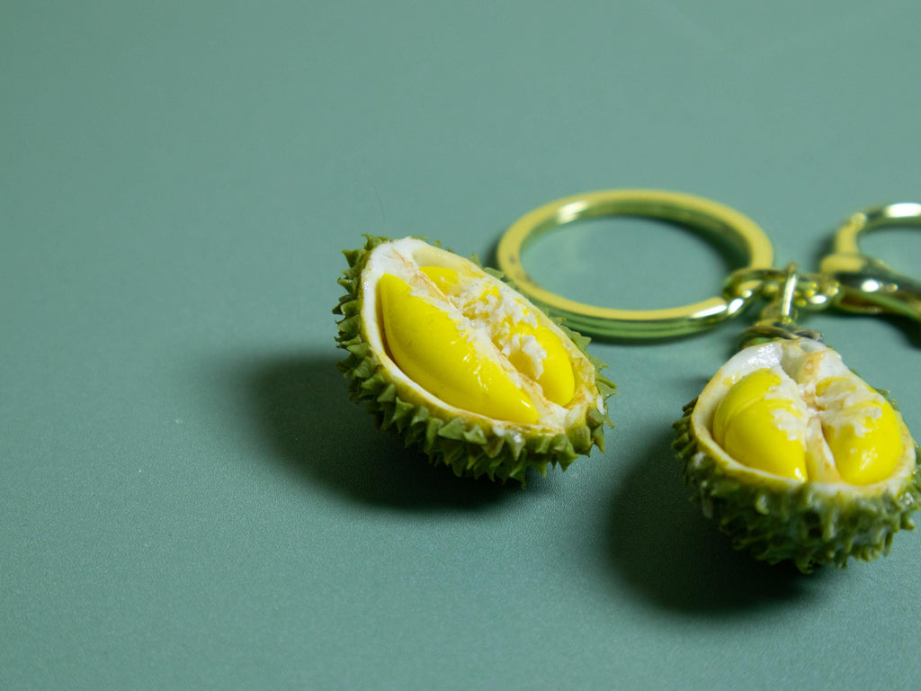 Polymer Clay Durian Miniature: Southeast Asian Fruit Keychain or Dollhouse Prop