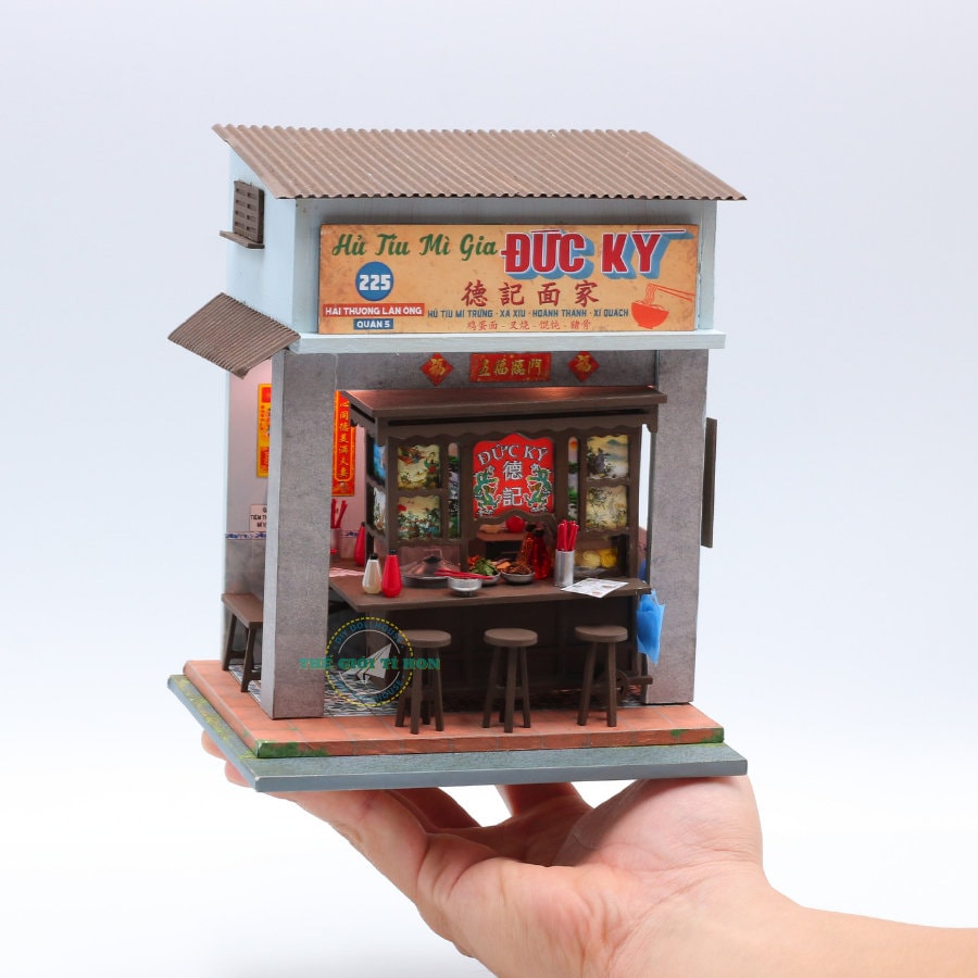 Vintage Vietnamese Noodle Shop DIY Kit | 3D Wood Puzzle | Travel Souvenir | Vietnam Collectible Set
