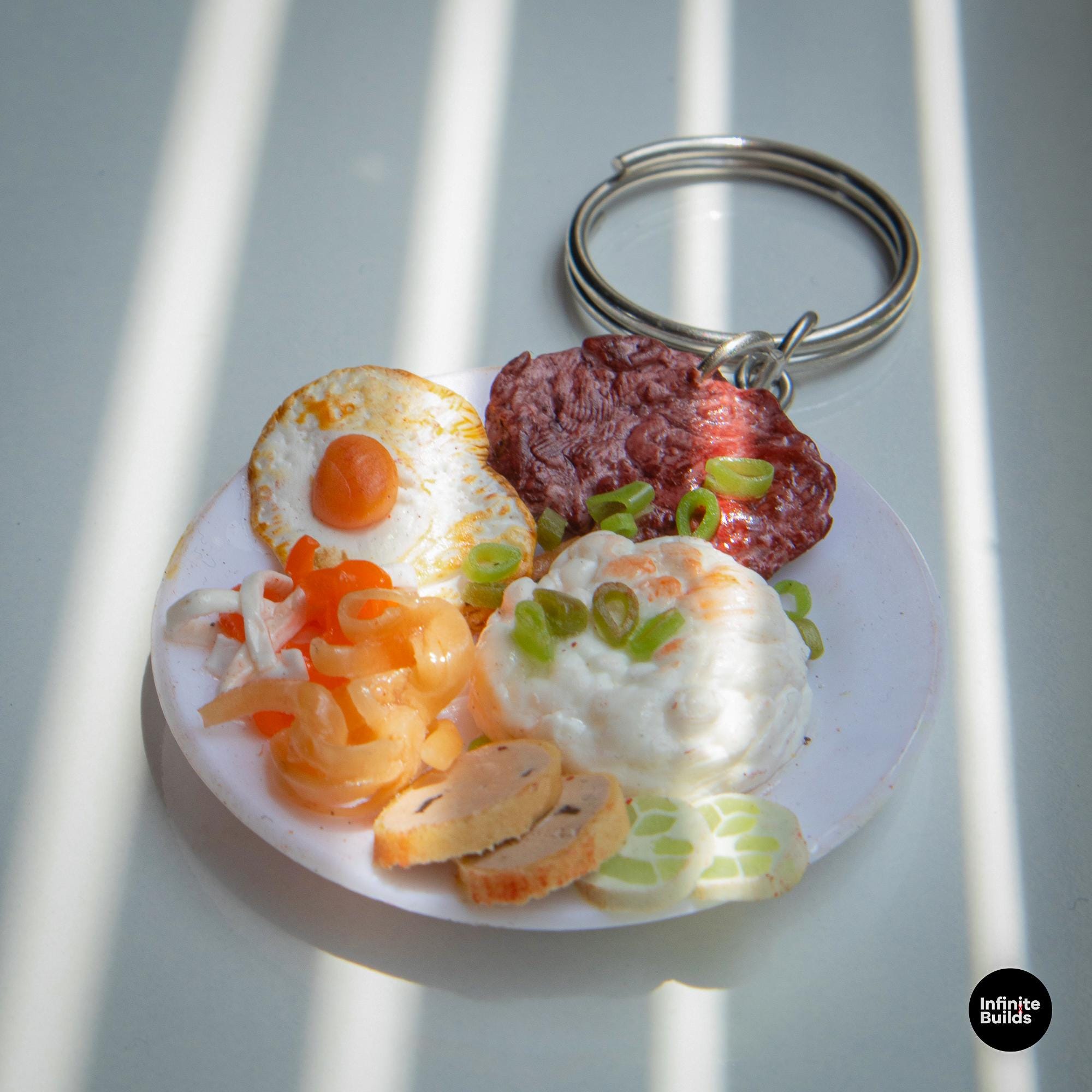 Miniature Com Tam Keychain: Vietnamese Broken Rice Polymer Clay Charm