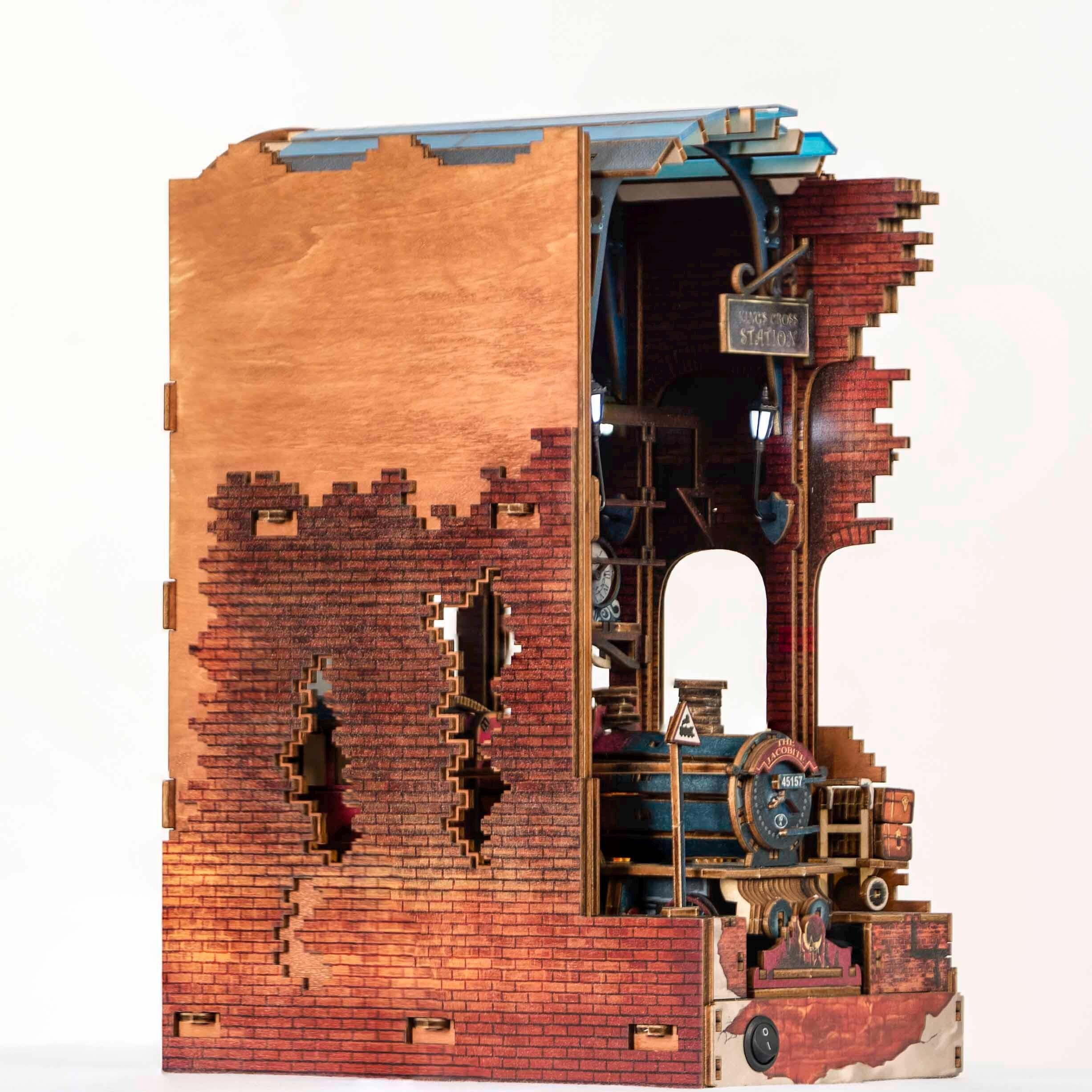 DIY King's Cross Book Nook Kit: Wooden 3D Puzzle with LED Lights