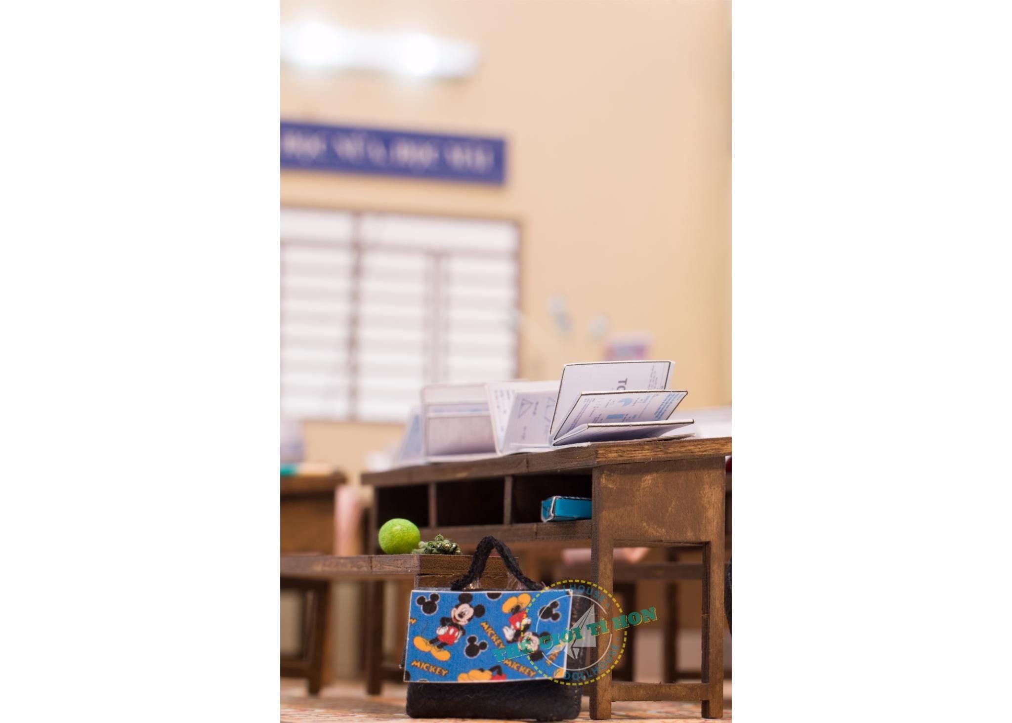 Miniature Vietnamese Classroom DIY Kit: Dollhouse Diorama