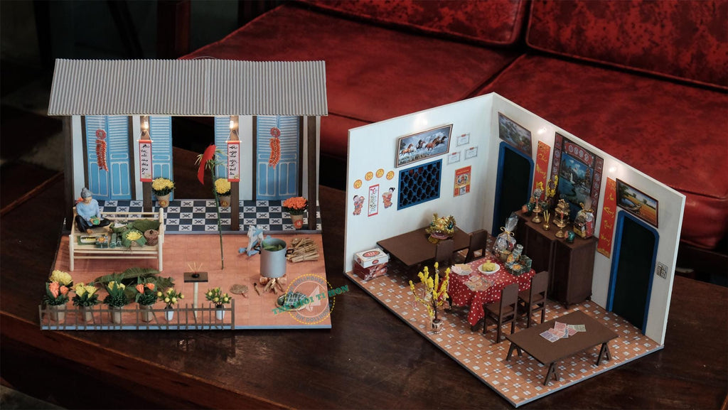 Miniature Vietnamese New Year Yard DIY Kit | Vietnamese Dollhouse | Lunar New Year Gift | Mô Hình Tết Sum Vầy | Make Your Own Dollhouse