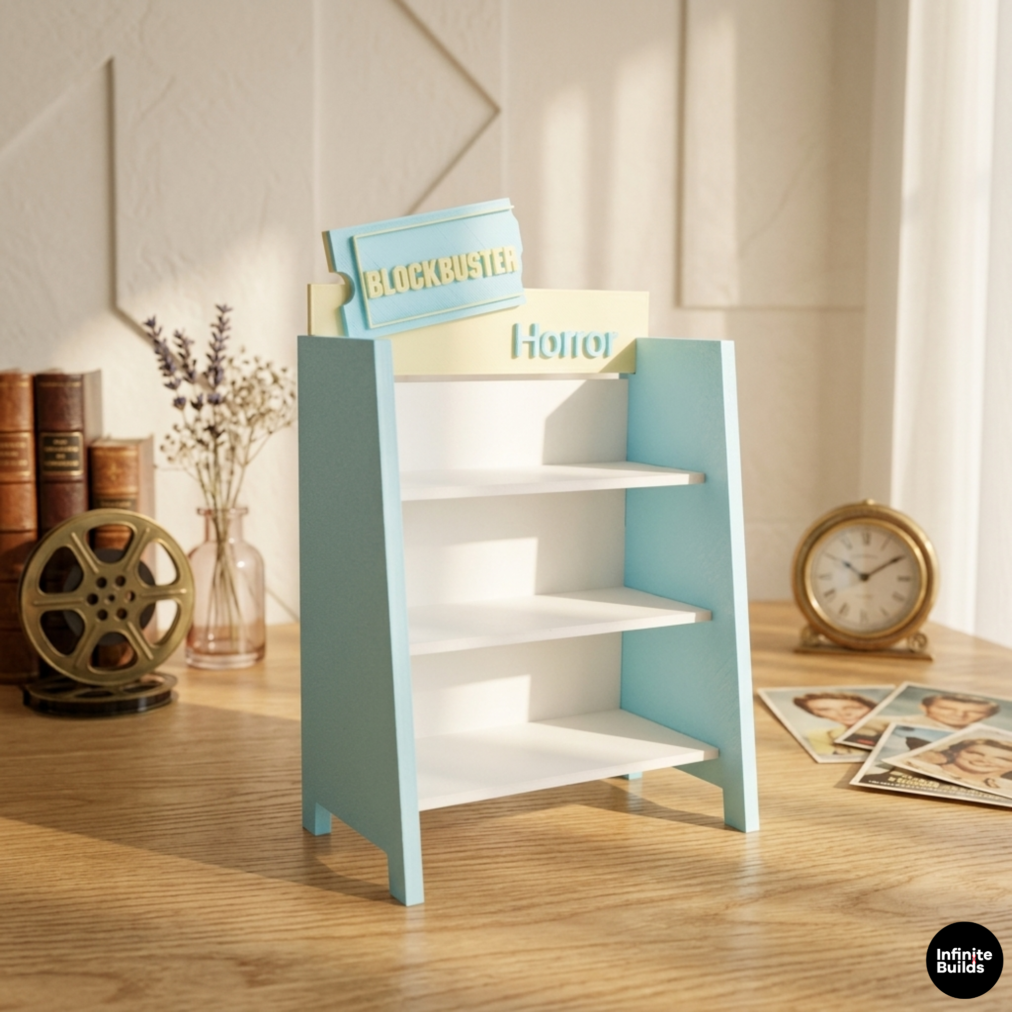 Mini VHS Display Shelf 1:12 | Retro Video Store Stand | Blockbuster Style Decor | Mini Movie Shelf | Collector Gift