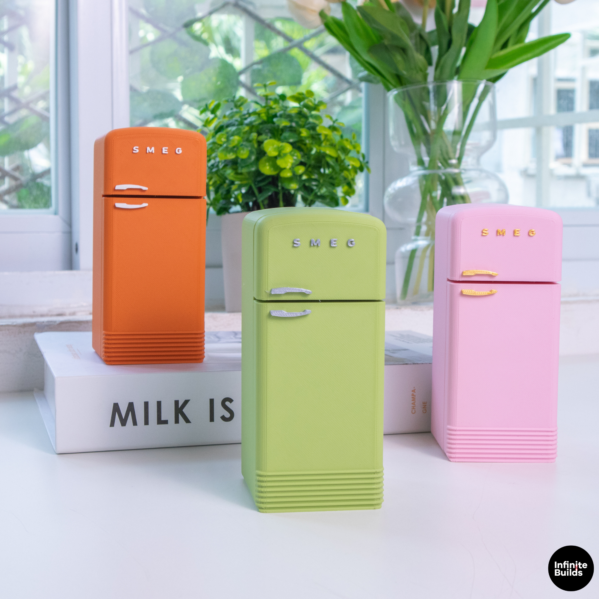 Mini Retro Fridge 1950 | Scale 1:12 | 3D Printed PLA | Dollhouse Decor | Sonny Angel Display Fridge | Cute Mini Furniture
