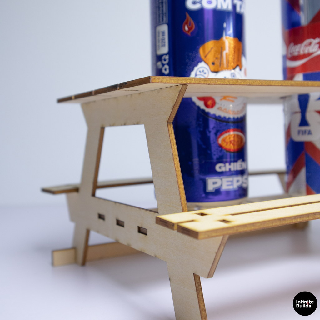 Wooden Picnic Table Drink Holder
