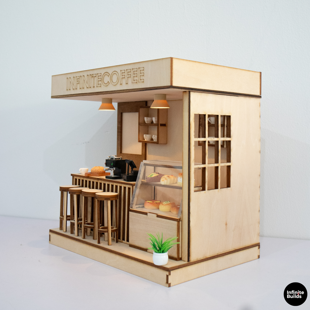 Infinite Coffee Laser Cut Wooden Miniature Kit 1:24
