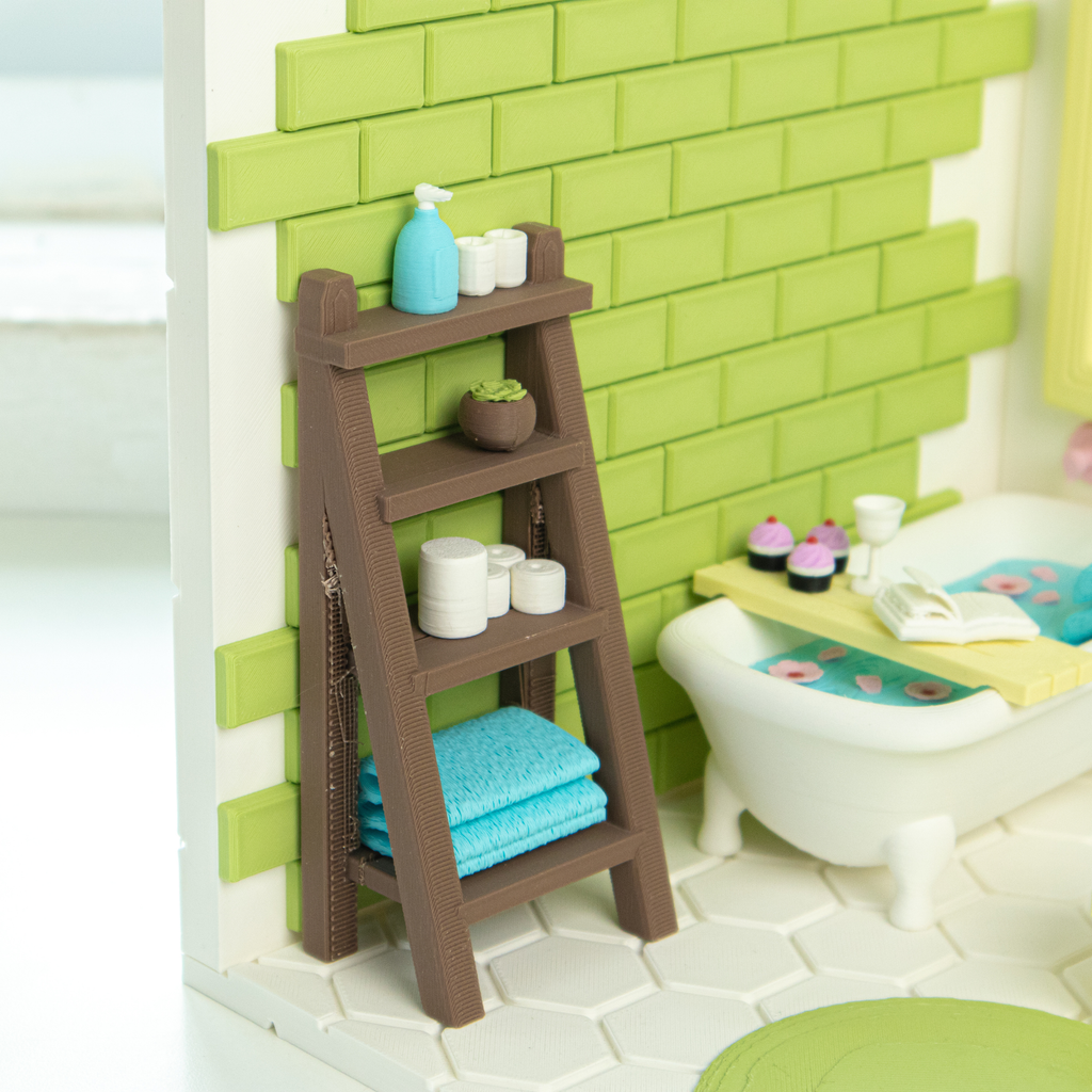 Smiski Bathroom DIY Miniature Kit 1:12 | Dollhouse Bathroom Scene | Mini Room Box Decor | Tiny Bathroom Display | Gift for Collectors
