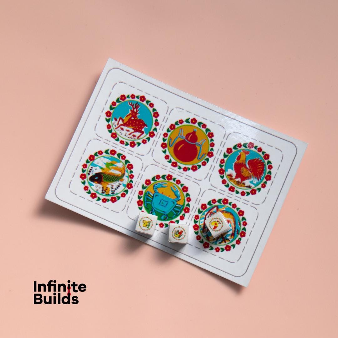 Mini Vietnamese Bầu Cua Cá Ngựa Game Set: Lunar New Year Gift