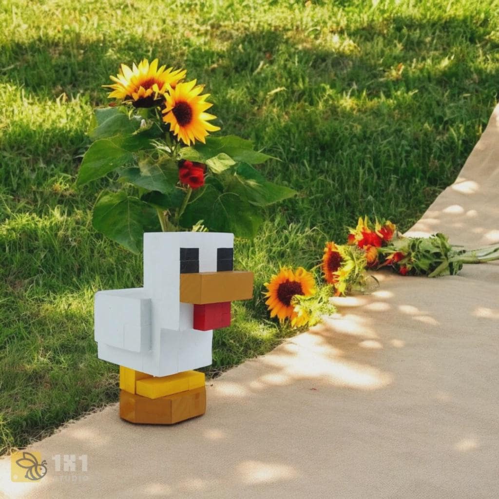 Minecraft Wooden Chicken Model & DIY Painting Kit | Handmade Pixel Art Wood Toy, Collectible Gift, Kids Craft Activity