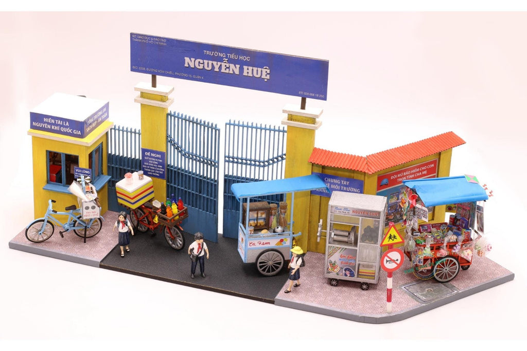 Miniature Vietnamese School Gate DIY Kit: Collectible Diorama