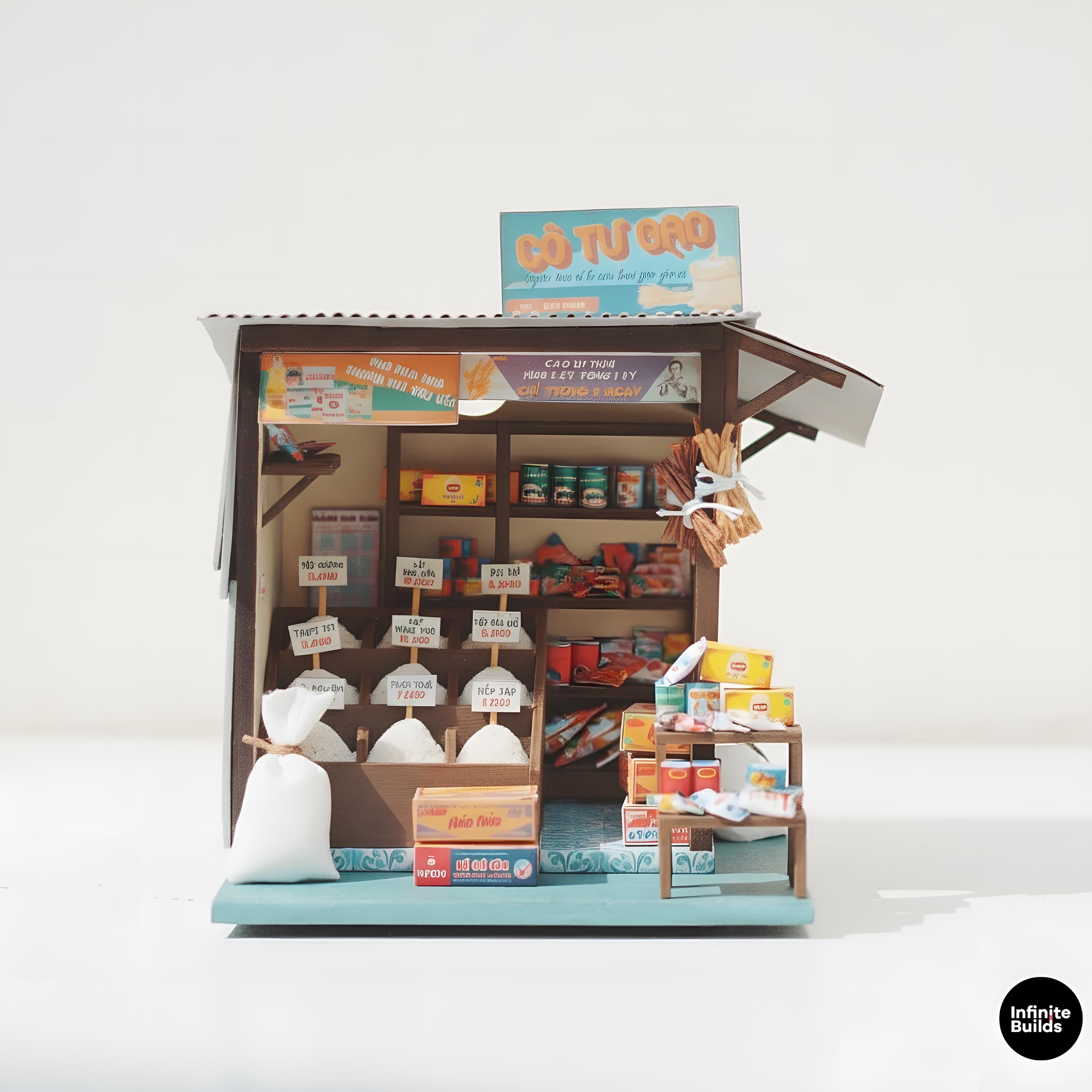 Vintage Rice Shop Miniature DIY Kit - Beginner Friendly Diorama