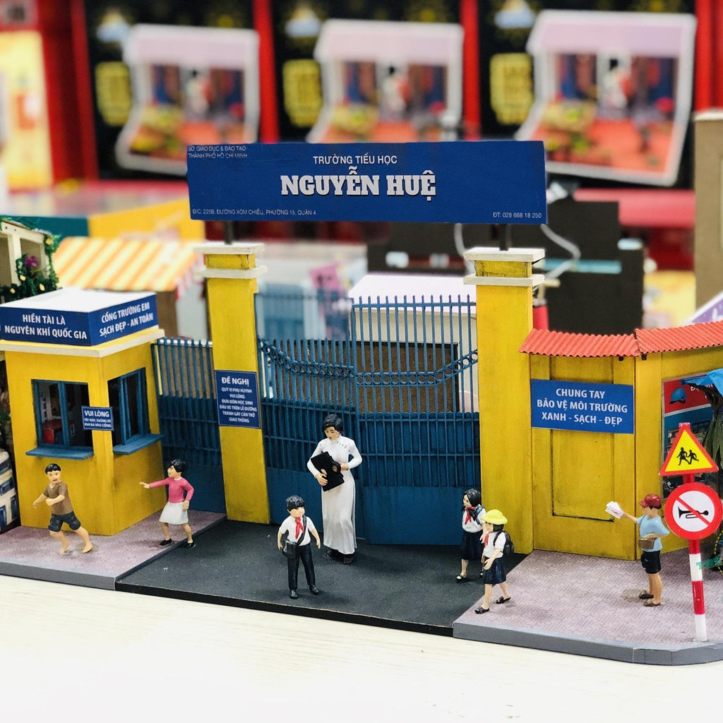 Miniature Vietnamese School Gate DIY Kit: Collectible Diorama