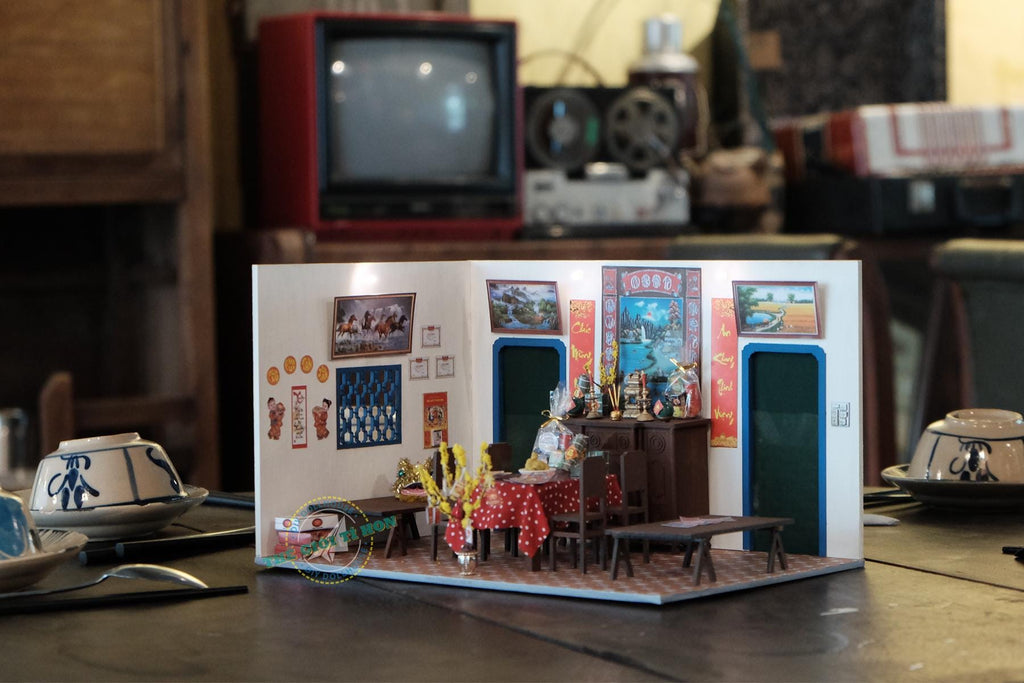 Miniature Vietnamese New Year Indoor DIY Kit | Vietnamese Dollhouse | Lunar New Year Gift | Mô Hình Tết Sum Vầy | Make Your Own Dollhouse