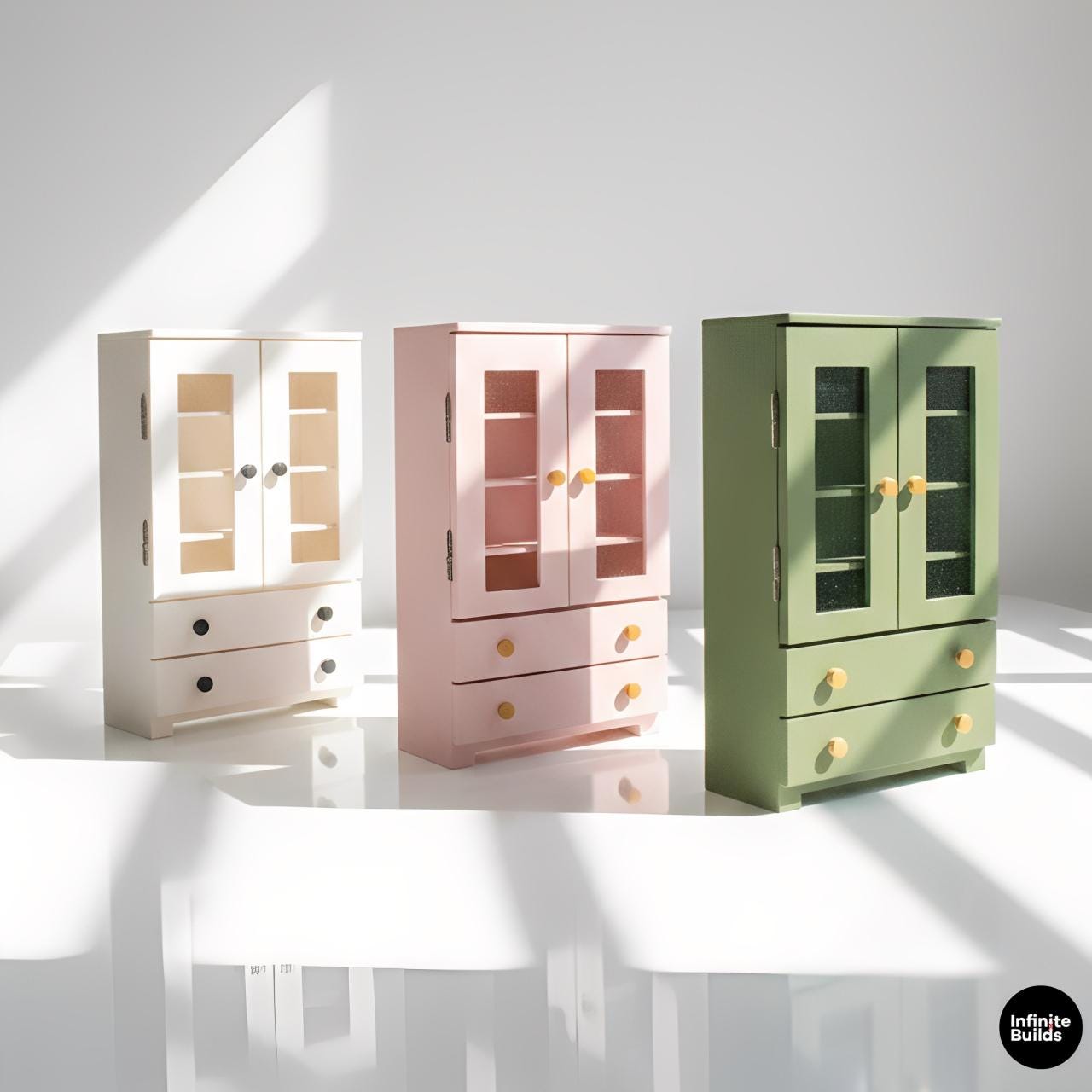 Miniature Double Door Cupboard | 1:12 Scale 3D Printed Cabinet | Dollhouse Storage Furniture | Desk Decor | Gift for Collectors