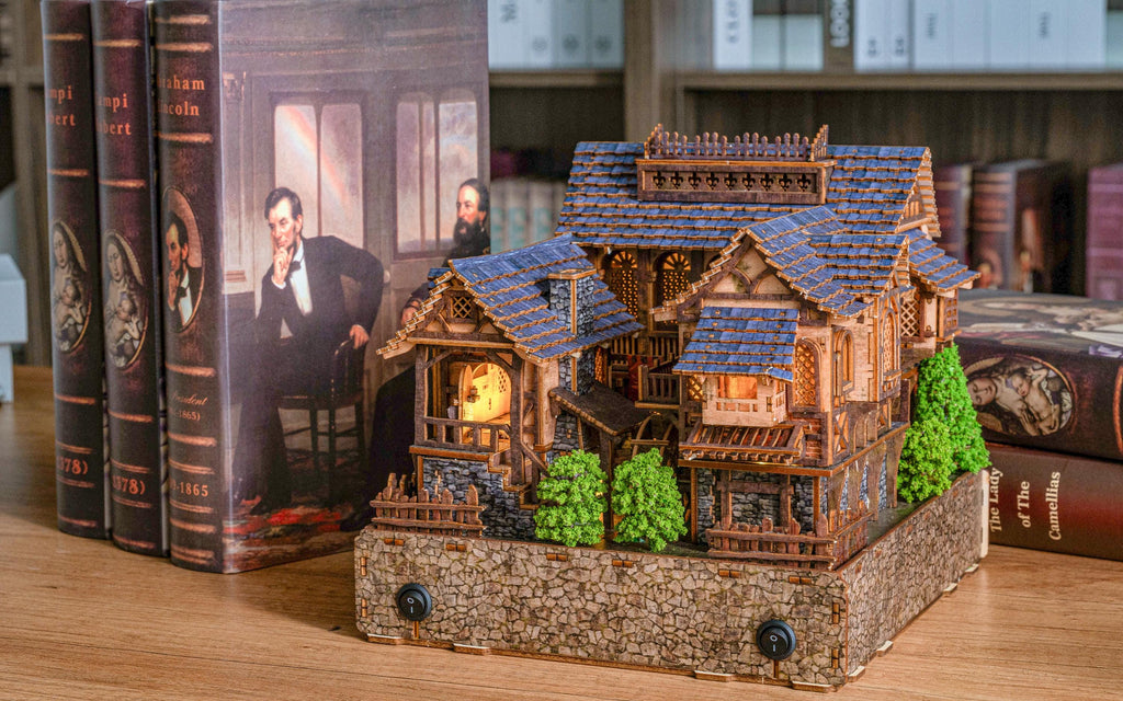 Heartbrook Village DIY Book Nook: Miniature Wooden House Diorama with LED