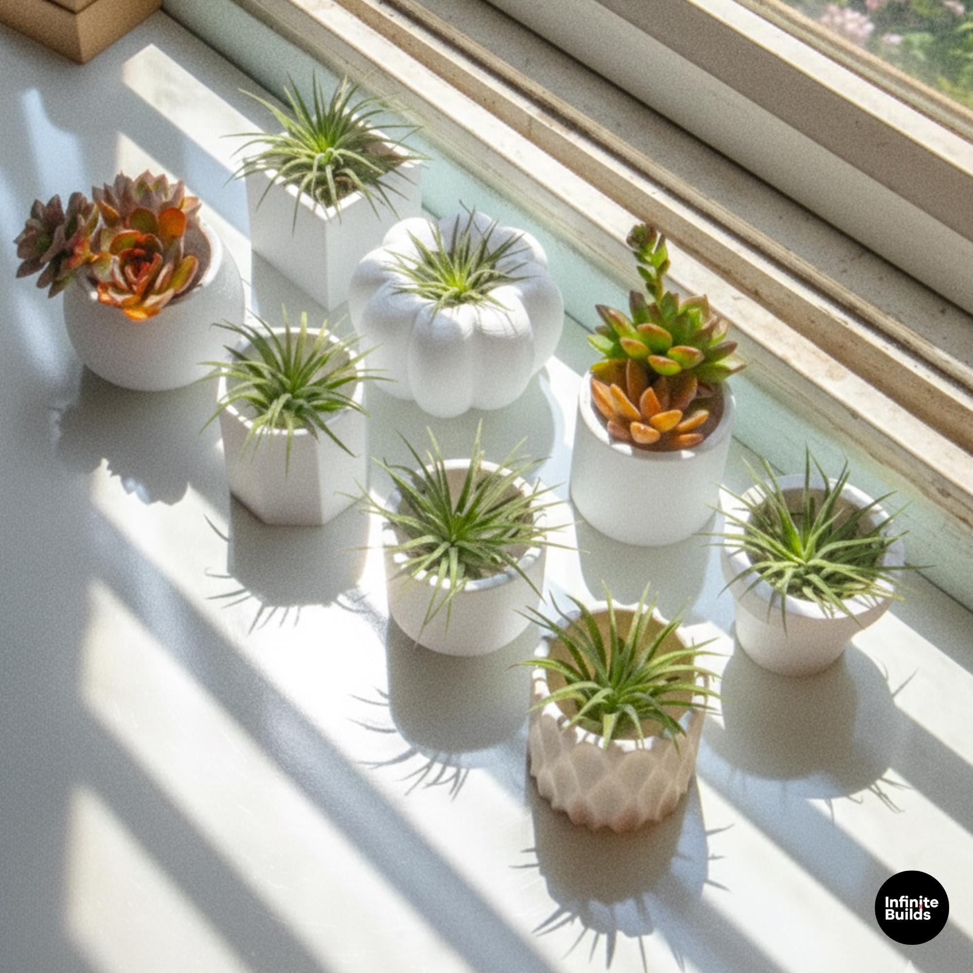 3D Printed Round Cup Plant Pot | Minimalist White Planter 2.4 Inches | Small Desk Pot for Air Plant & Succulent