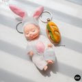 Gift Box Set | Mini Baby Bunny & Vietnamese Bread Charm | Handmade Figure | Desk Decor Keychain | Cute Food-Inspired Collectible