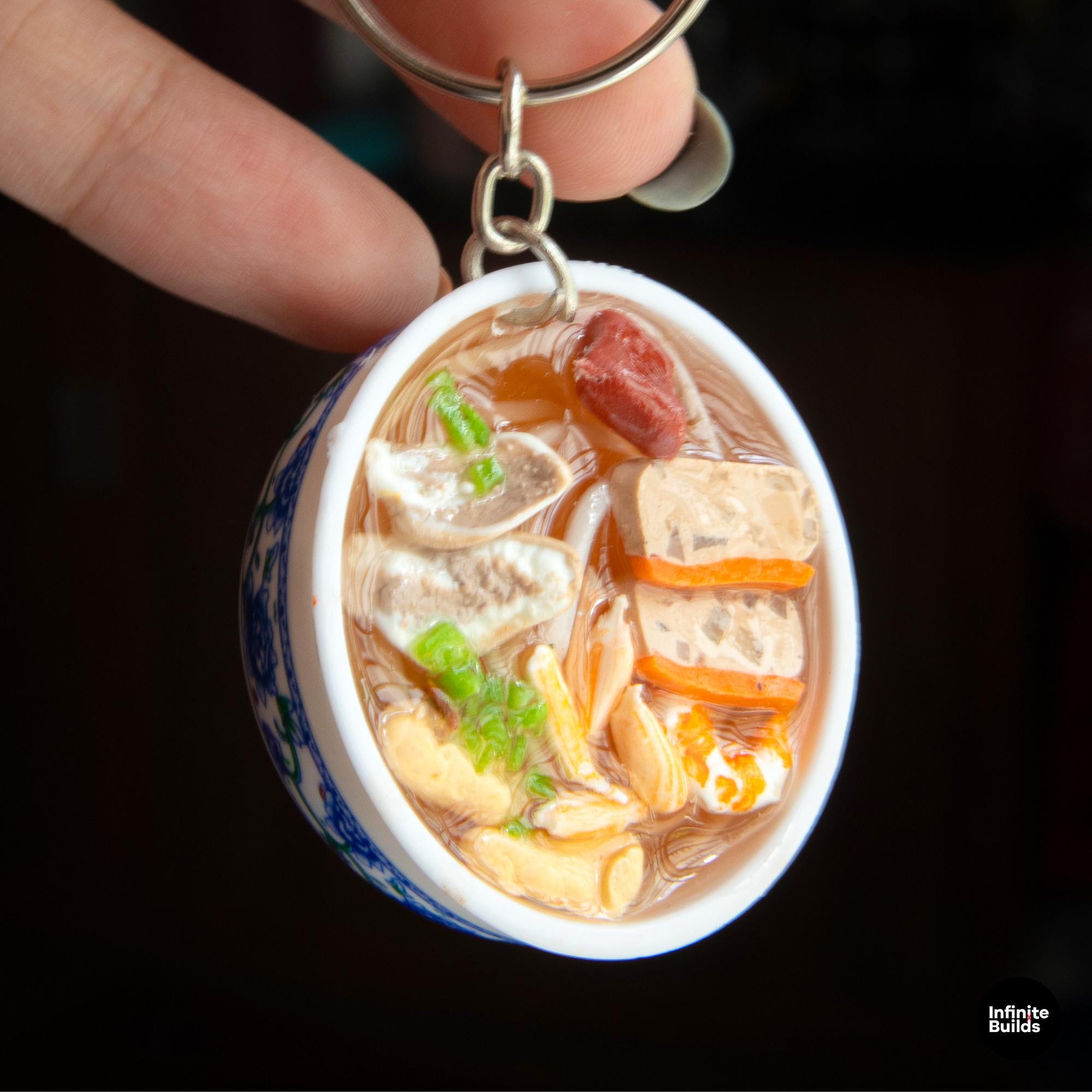 Mini Banh Canh Cua Keychain: Vietnamese Polymer Clay Food Charm