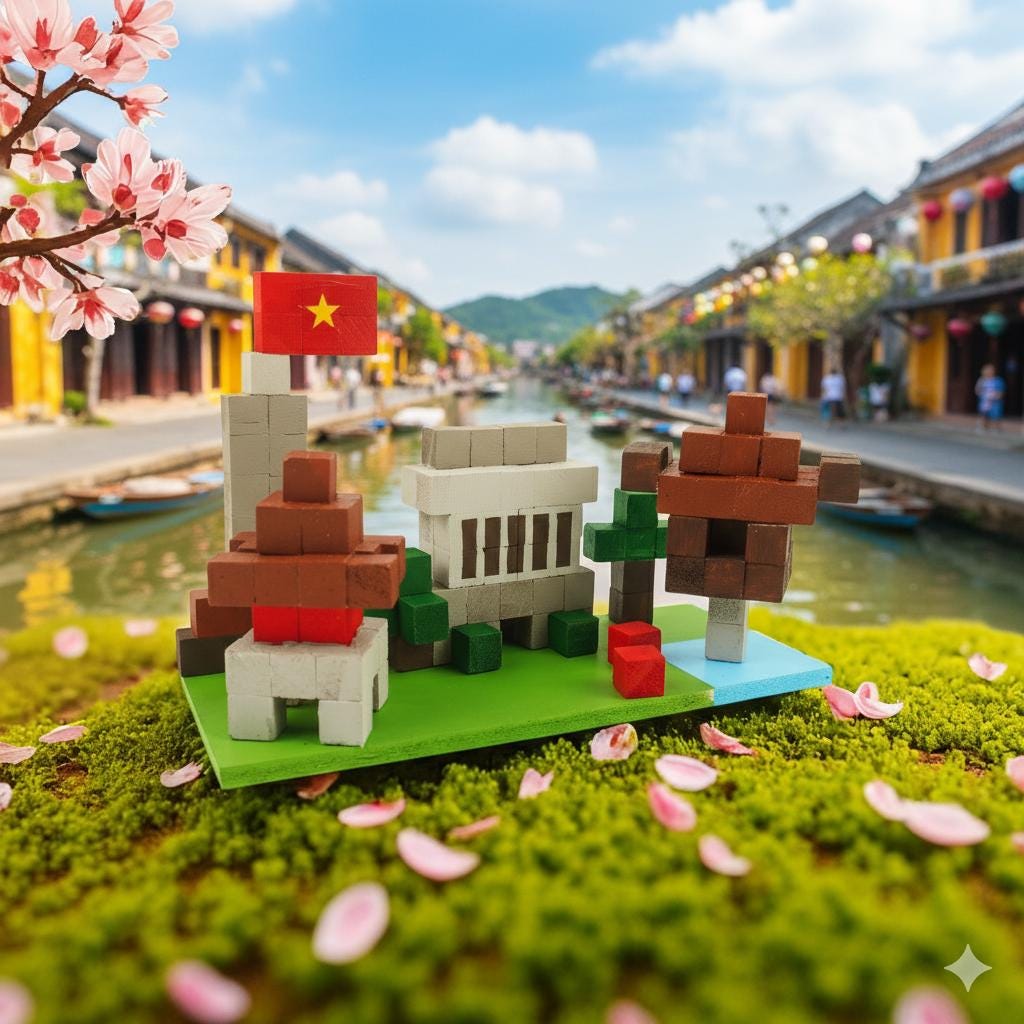 Vietnam Landmark DIY Mini Kit: Wooden Pixel Architecture Model - STEAM Craft